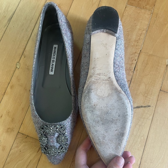 Manolo Blahnik Hangisi Tweed Flat - Picture 4 of 5